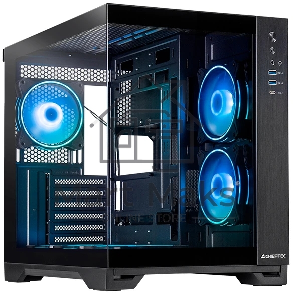 Компьютерный корпус Chieftec Visio черный без БП ATX 2x80mm 4x120mm 2x140mm 1xUSB2.0 2xUSB3.0 audio bott PSU