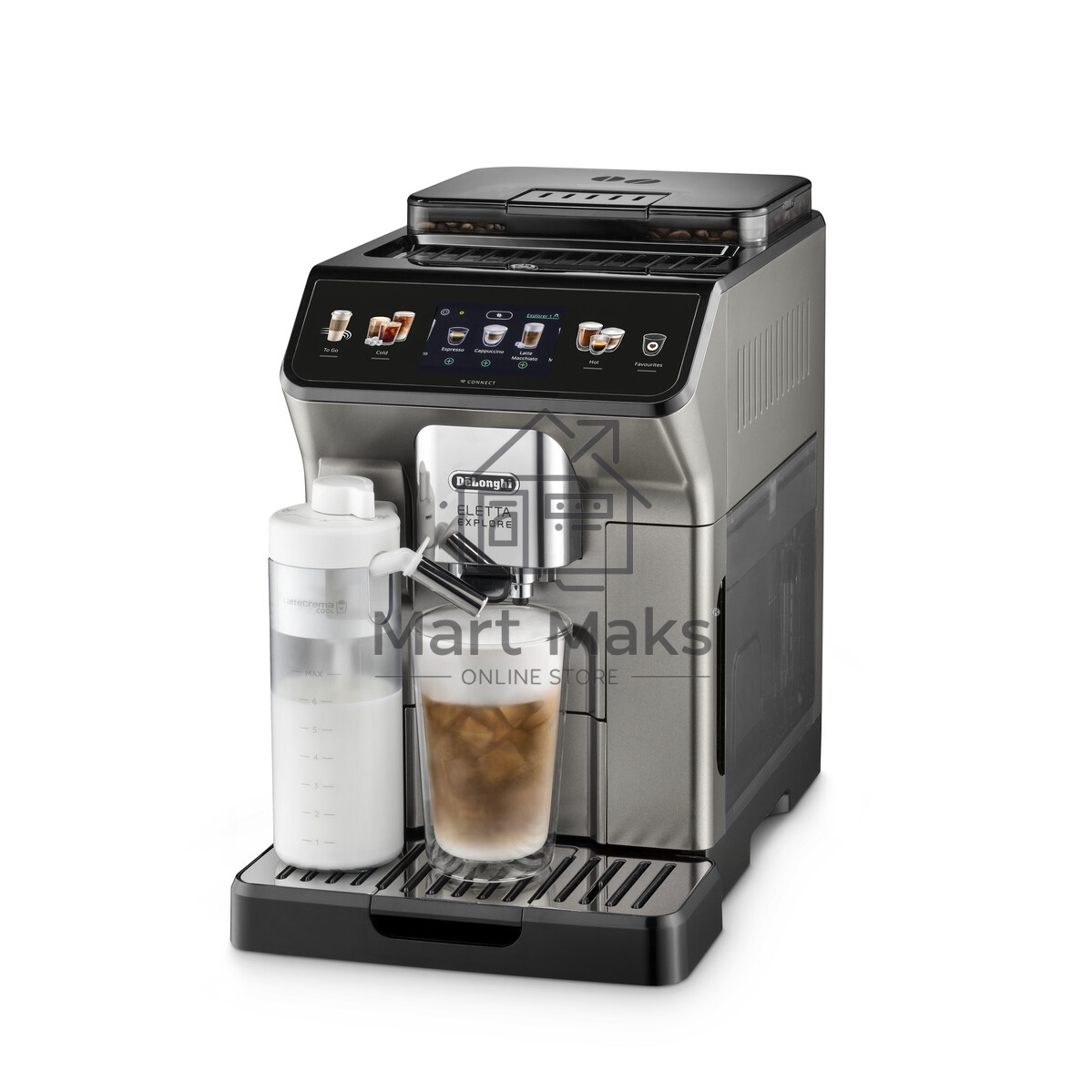 Кофемашина автоматическая DeLonghi ECAM450.86.T черный/серебристый, исп. кофе- зерновой/молотый, 1.8 л, 1450 Вт. 19 Бар.