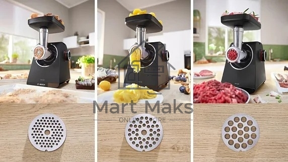 Мясорубка электрическая Bosch MFWS640B черный, 2100 Вт, 3.5 кг/мин, реверс, насадки - 9