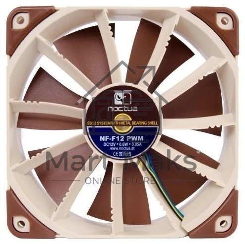 Вентилятор корпусной Noctua NF-F12 PWM, 120 мм, 300-1500 об/мин, 18-22 дБ, 4 pin PWM, без подсветки