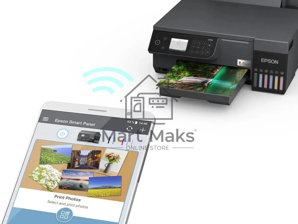 МФУ струйный Epson EcoTank L8100 (C11CK94***), A4, цветной, печ. до 8 стр/мин., 5760 x 1440 dpi (печ.), 1200x4800dpi (скан.), USB, Wi-Fi