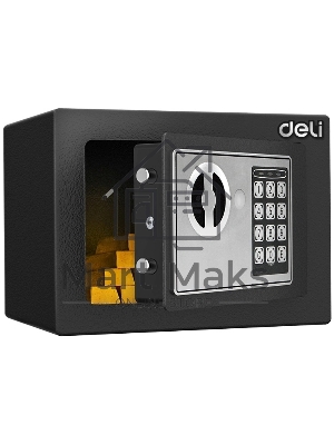 Сейф Deli ET510 230x 170x 170 мм, ключевой, электронный, черный/серебристый