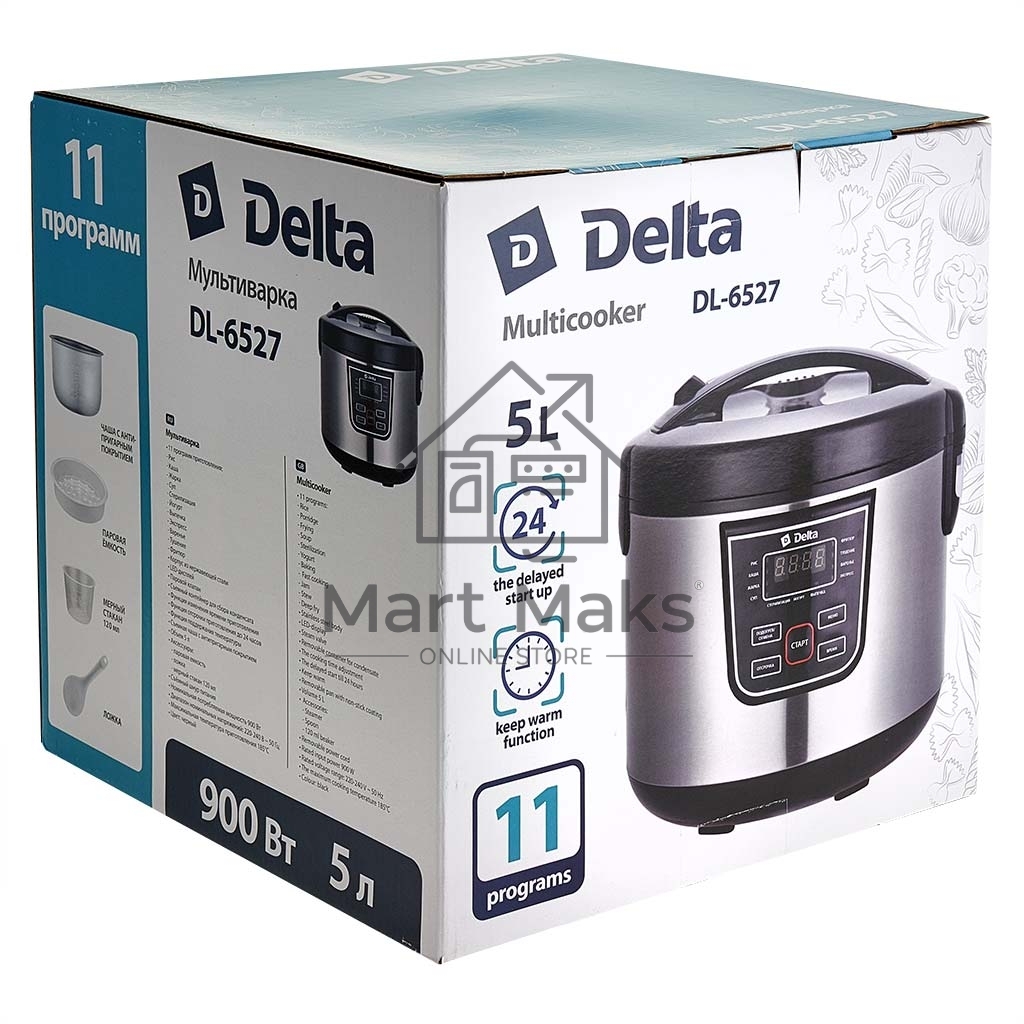 Мультиварка DELTA DL-6527 черная: 900 Вт,5л, 11 ПРОГРАММ (4)