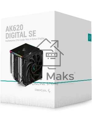 Кулер для процессора DEEPCOOL AK620 DIGITAL SE LGA20XX/1700/1200/115X/AM5/AM4 (9шт/кор, TDP 260W, PWM, DUAL Fan 120мм, 6 тепл. трубок, ARGb, черный) RET (R-AK620-BKADMN-GJD)