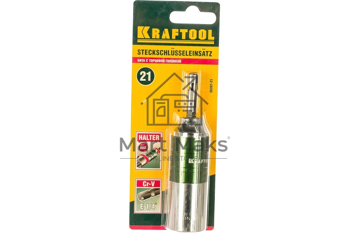 Головка KRAFTOOL EXPERT 26397-21 Cr-V E 1/4'' 21мм