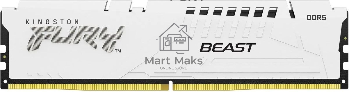 Оперативная память Kingston Fury Beast, DDR5, 32GB (1x32GB), 5200MHz, CL36, DIMM, радиатор, белый