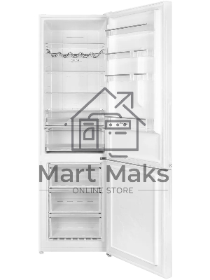 Холодильник Maunfeld MFF200NFWE белый, двухкамерный, 271/106 л, морозилка снизу, Total No Frost