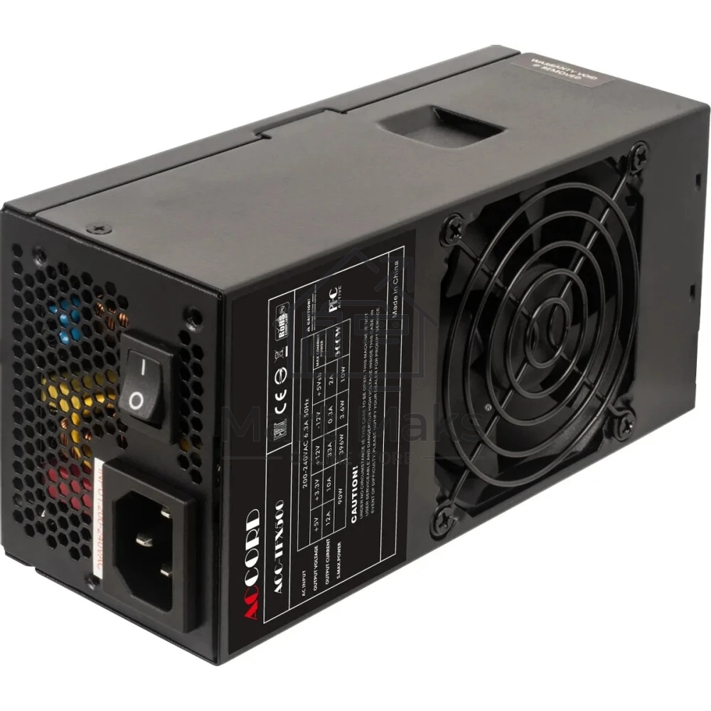 Блок питания Accord ACC-TFX500, 500Вт, 500Вт, 80 PLUS белый, 80мм, черный