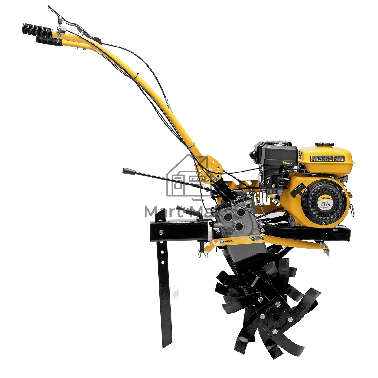 Мотоблок Denzel DPT-170SB, 7 л.с., ремен.сцеп, фрез 3х4, ШОМ, без колес, передачи 2В/1Н