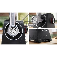 Мясорубка электрическая Bosch MFWS640B черный, 2100 Вт, 3.5 кг/мин, реверс, насадки - 9