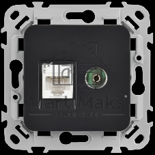 Розетка 2-местная RJ45/TV категория 5Е UTP РКТВ5е-2-0-ФлЧ черный FLITE