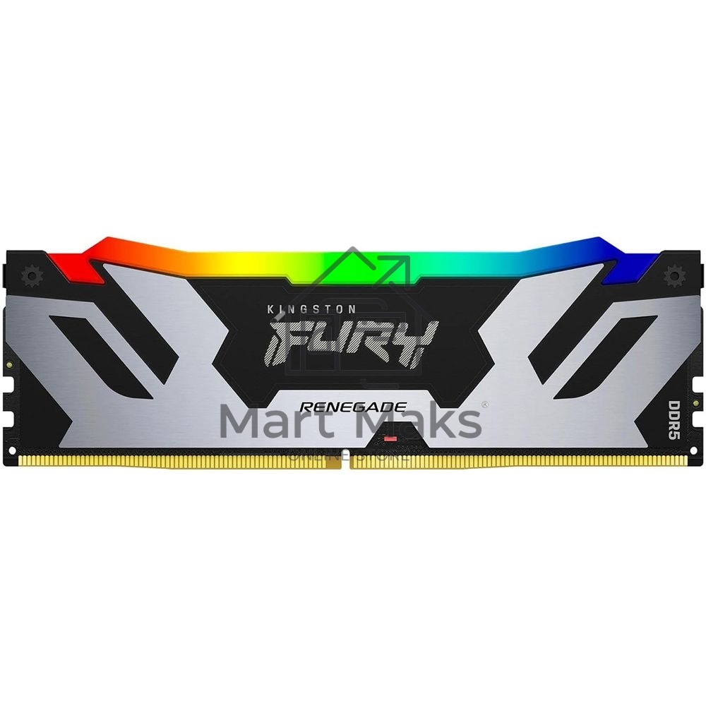Оперативная память Kingston Fury Renegade, DDR5, 48GB (1x48GB), 6400MHz, CL32, DIMM, с радиатором, RGB, серебристый/черный