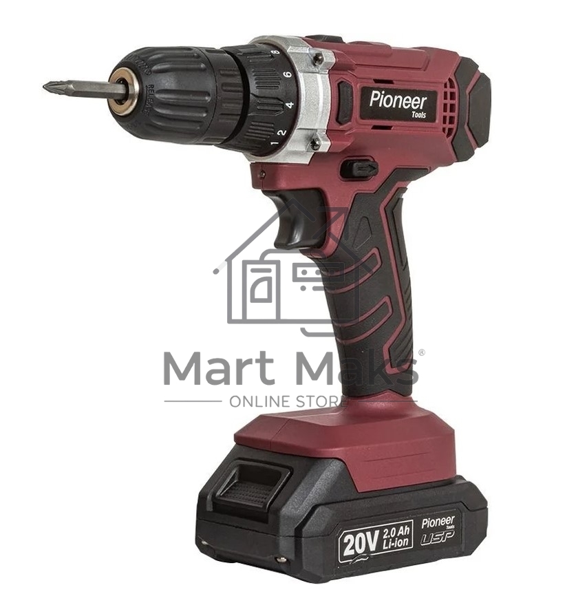 Дрель-шуруповерт Pioneer CD-M2012C USP, Аккумуляторная, 20В, 2 АКБ, Кейс