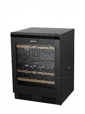 Встраиваемы е винный шкаф Gorenje WCU68F6BG4WF, объем 138 л, вместительность 46 бутылок, 4 полки, цифровой дисплей, Wi-Fi, LED освещение, защита от УФ-излучения, энергоэффективность А+, черный