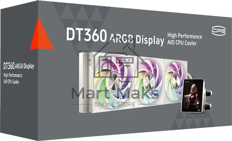 Система охлаждения PCCooler DT360 ARGb Display WH (300W, 360мм, LED temp., белый, ARGb/Fans: 3x120мм, 83.83CFM, 3000RPM/Pump height 62мм, 15dBA, 2600RPM, Rad thickness 27мм/S: 1851, 1700, 1200, 115X, AM5, AM4)