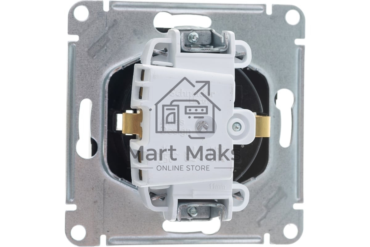Механизм розетки 1-м СП AtlasDesign с заземл. защ. шторки 16А мокко SchE ATN000645