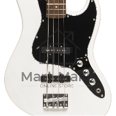Бас-гитара STAGG SBJ-30 WHB 4-х струнная форма Jazz Bass, корпус павловния, гриф клен, накладка грифа палисандр, 20 ладов, мензура 867 мм, колки никелированные, бридж JB Classic, звукосниматели 2xJB, регуляторы 2x громкости, 1x тона, цвет белый