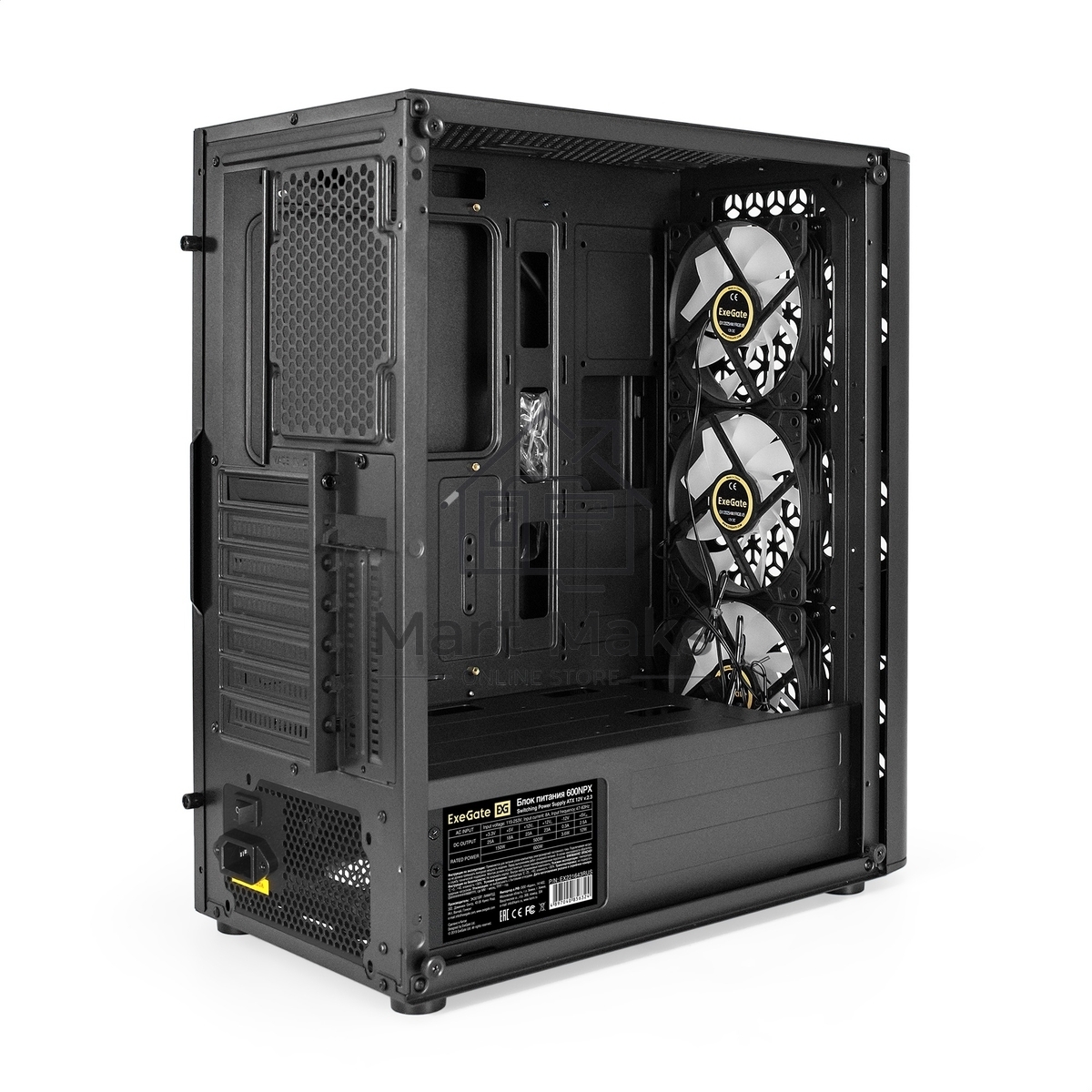 Компьютерный корпус Miditower ExeGate EVO-9202-NPX700 (ATX, БП 700NPX с вент. 12 см, с окном, 1*USB+1*USB3.0, аудио, 3 вент. 12см с RGB подсветкой)