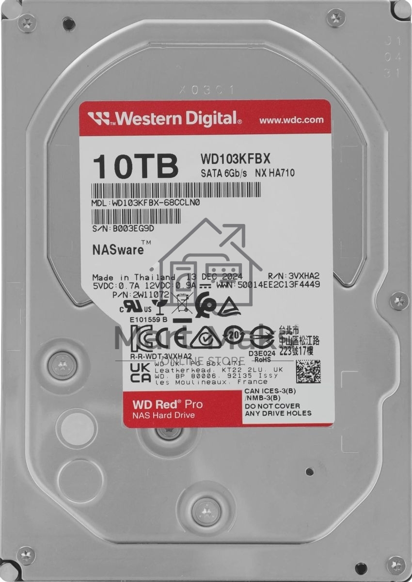 Жесткий диск Western Digital SATA-III 10Tb WD103KFBX Red Pro (7200rpm) 512Mb 3.5