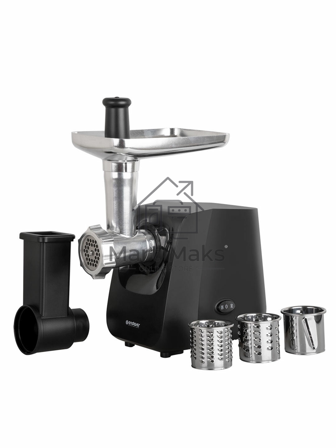 Мясорубка электрическая Endever Sigma-116 черный, 2600 Вт, 2.0 кг/мин, реверс, защита от перегрузки, металлический лоток, насадки - 5