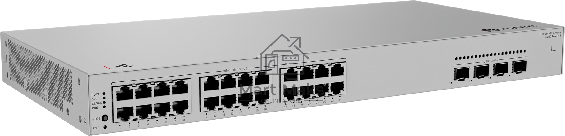 Коммутатор Huawei S220S-24P4J, 24×1 Гбит/с PoE+ + 4×2,5 Гбит/с SFP, управляемый