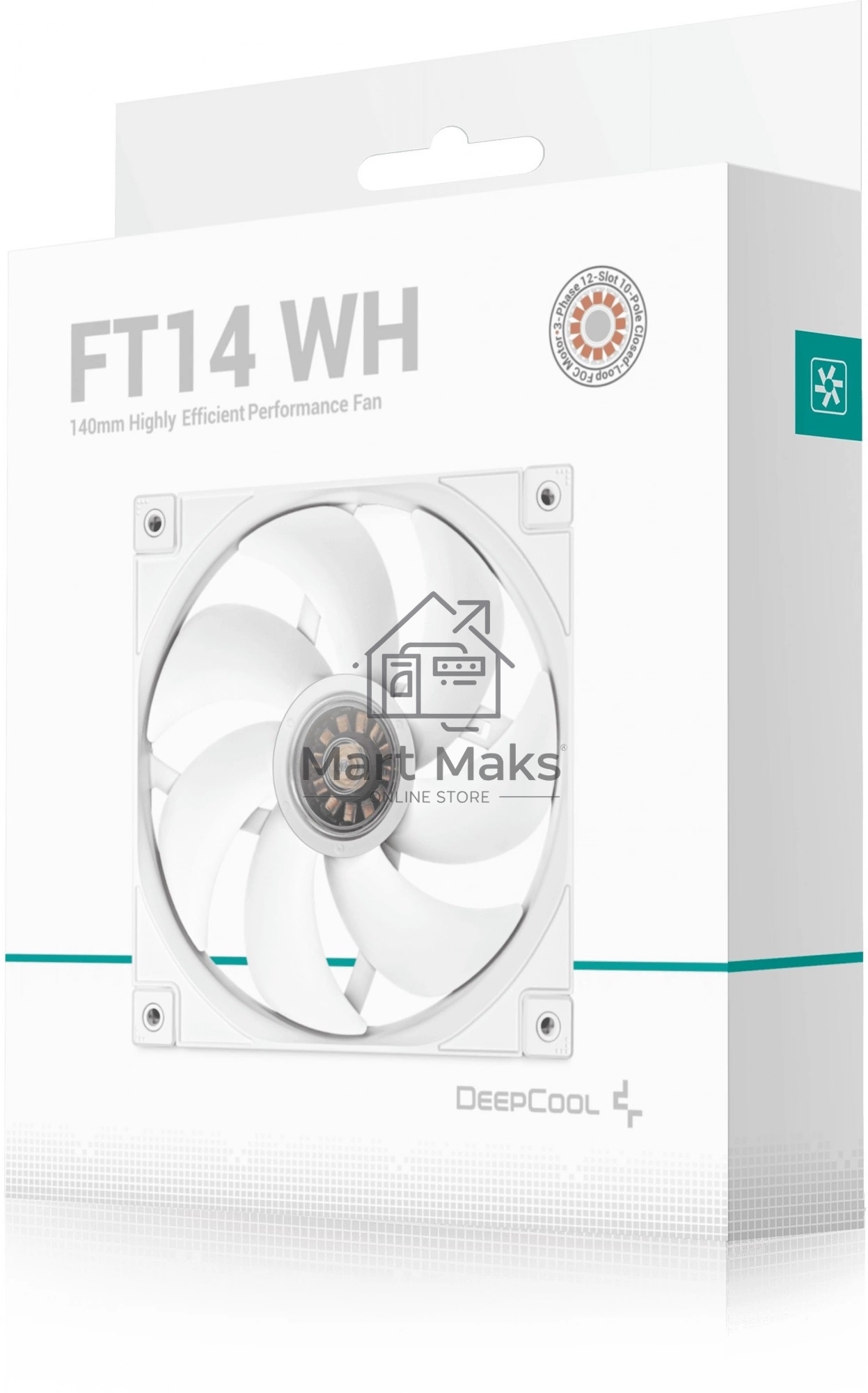 Вентилятор для корпуса DEEPCOOL FT14 белый, 140 мм, 1650 об/мин, 25.1 дБ, 4 pin
