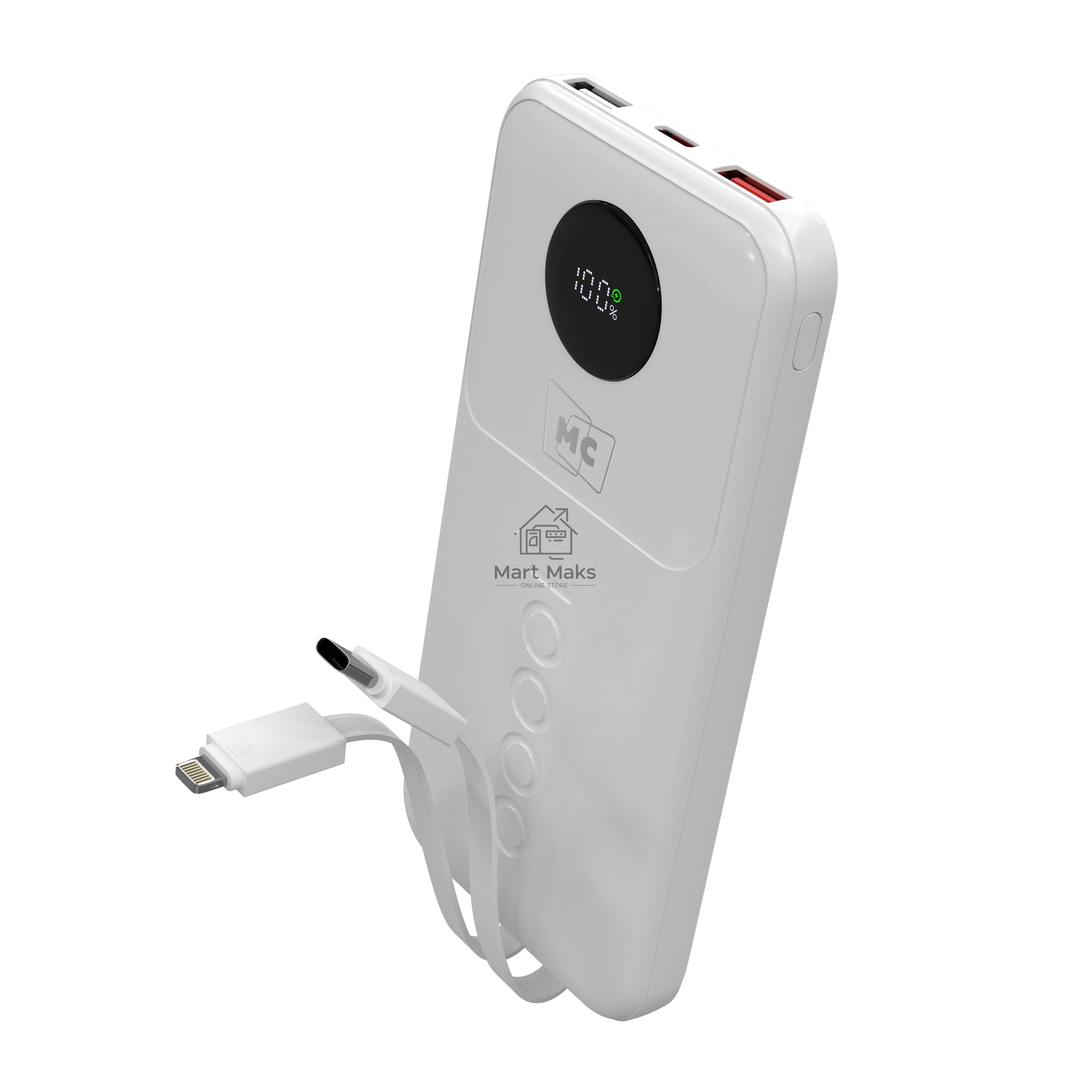 Внешний аккумулятор MORE CHOICE (4620202552808) PB35-10 10000mAh 2USB+1Type-C 3.0A 22.5W+PD20W+QC3.0, белый