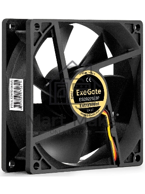Вентилятор 12В DC ExeGate ExtraSilent ES09225S3P (92x92x25 мм, Sleeve bearing (подшипник скольжения), 3pin, 2000RPM, 25dBA)
