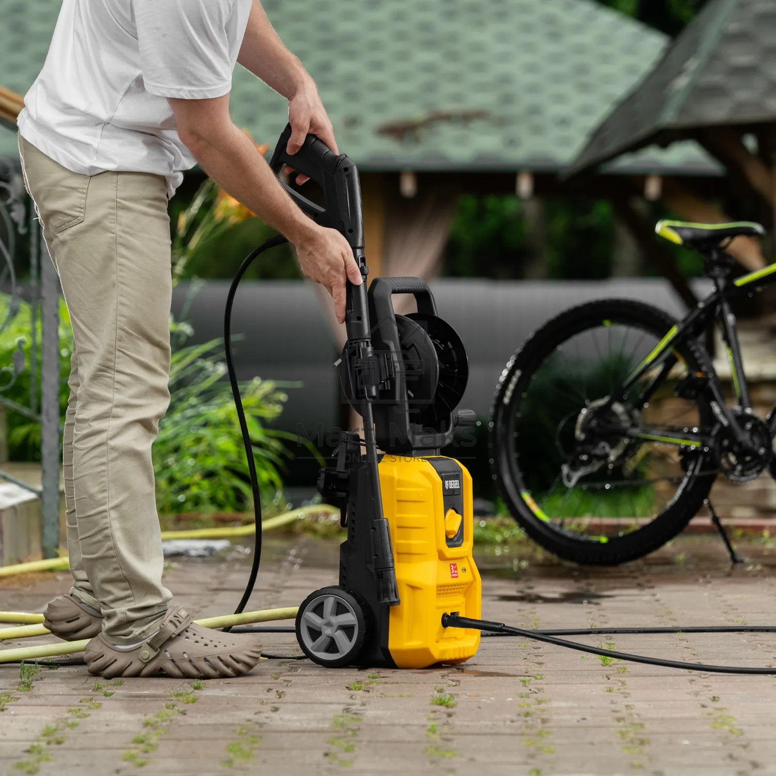 Моечная машина высокого давления Denzel R-170D, 1800 Вт, 170 бар, 380 л/ч, с барабаном