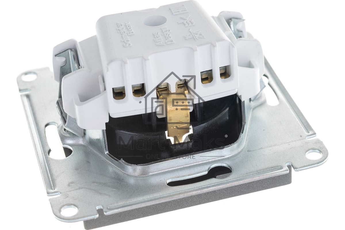 Механизм розетки 1-м СП AtlasDesign с заземл. защ. шторки 16А мокко SchE ATN000645