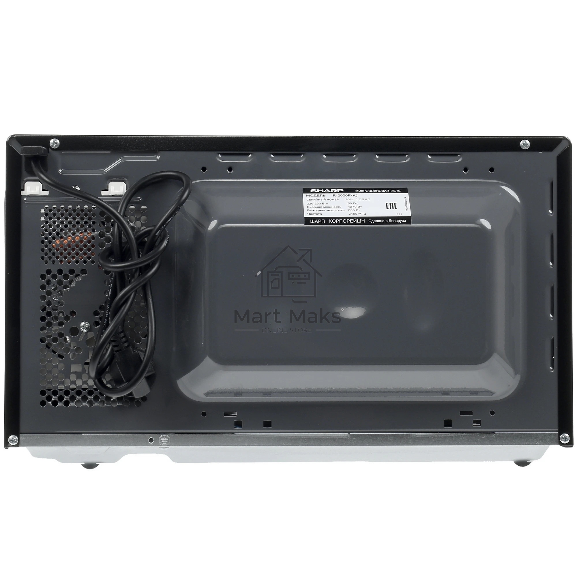 Микроволновая печь Sharp R-2000RK черный, 20 л, 800 Вт, переключатели - поворотный механизм