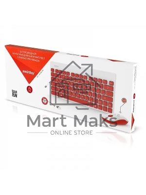 Комплект клавиатура+мышь Smartbuy 220349AG беспроводной, USB, 1600 DPI, белый/красный