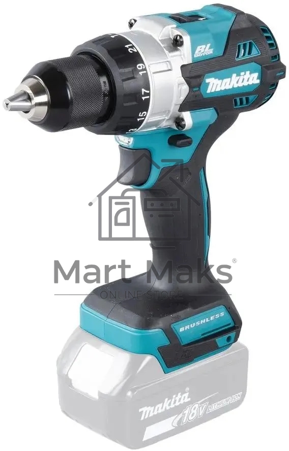 Дрель-шуруповерт аккумуляторная ударная бесщеточная Makita 18В, 13мм, 130Нм (без АКБ и ЗУ)