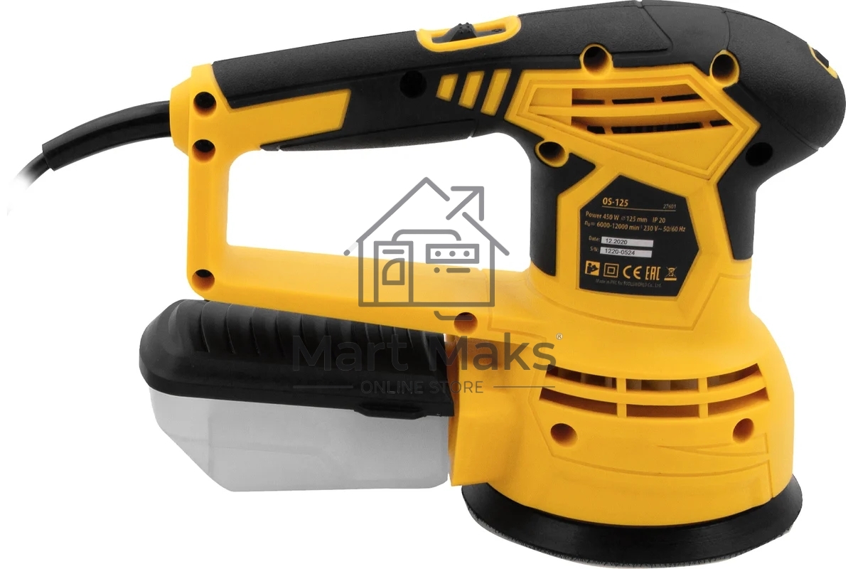 Машина шлифовальная орбитальная OS-125, 450 Вт, 6000-12000 об/мин Denzel