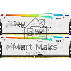 Оперативная память Kingston Fury Beast, DDR5, 64Gb (2x32GB), 5600MHz, CL36, DIMM, радиатор, RGB, белый Оперативная память Kingston Fury Beast, DDR5, 64Gb (2x32GB), 5600MHz, CL36, DIMM, радиатор, RGB, белый