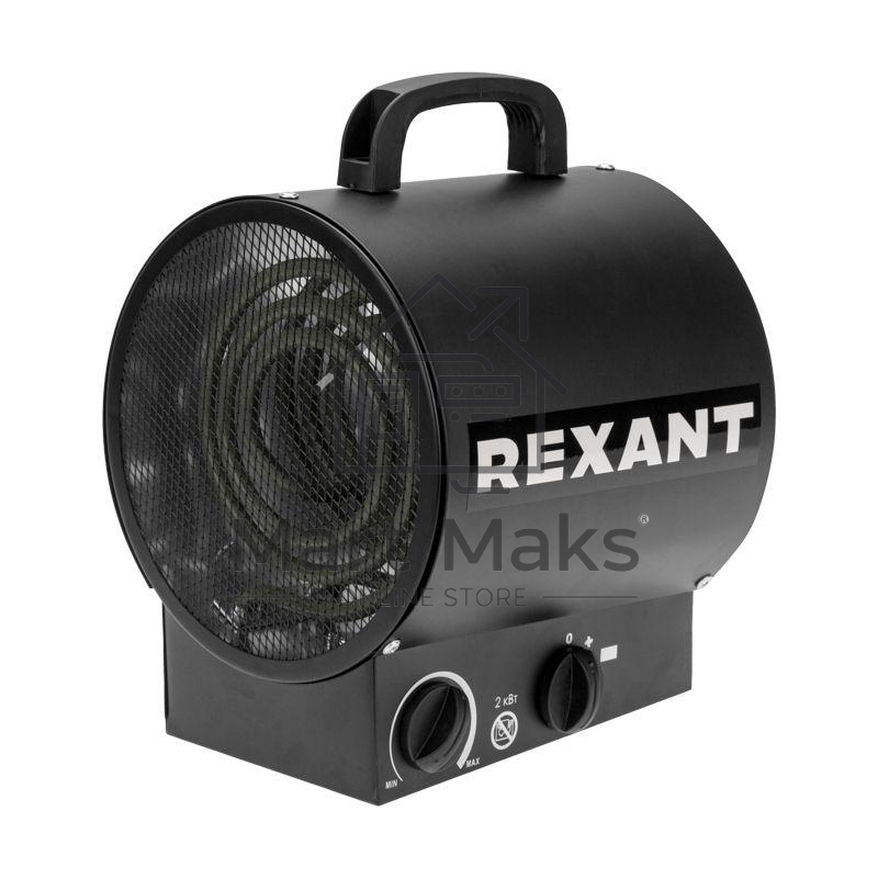 Пушка тепловая электрическая Rexant 60-0036 круглая, прямоугольная подставка, ТЭН, 2кВт