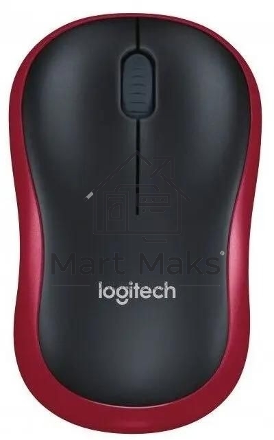 Мышь беспроводная Logitech M186 черный/красный, 1000 dpi, радиоканал, USB, кнопки - 3