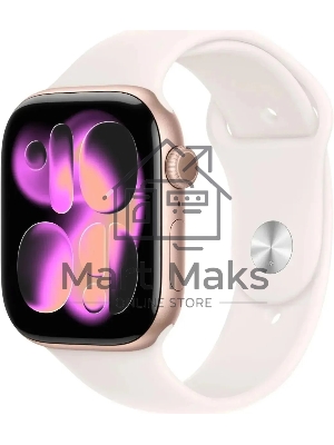 Смарт-часы Apple Watch Series 11 A3333 46мм OLED корп.розовое золото Sport Band рем.белый разм.брасл.:S/M (MEV64LW/A)