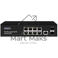 Коммутатор OSNOVO SW-80802/L(150W), 8×1 Гбит/с PoE + 2×1 Гбит/с SFP, управляемый