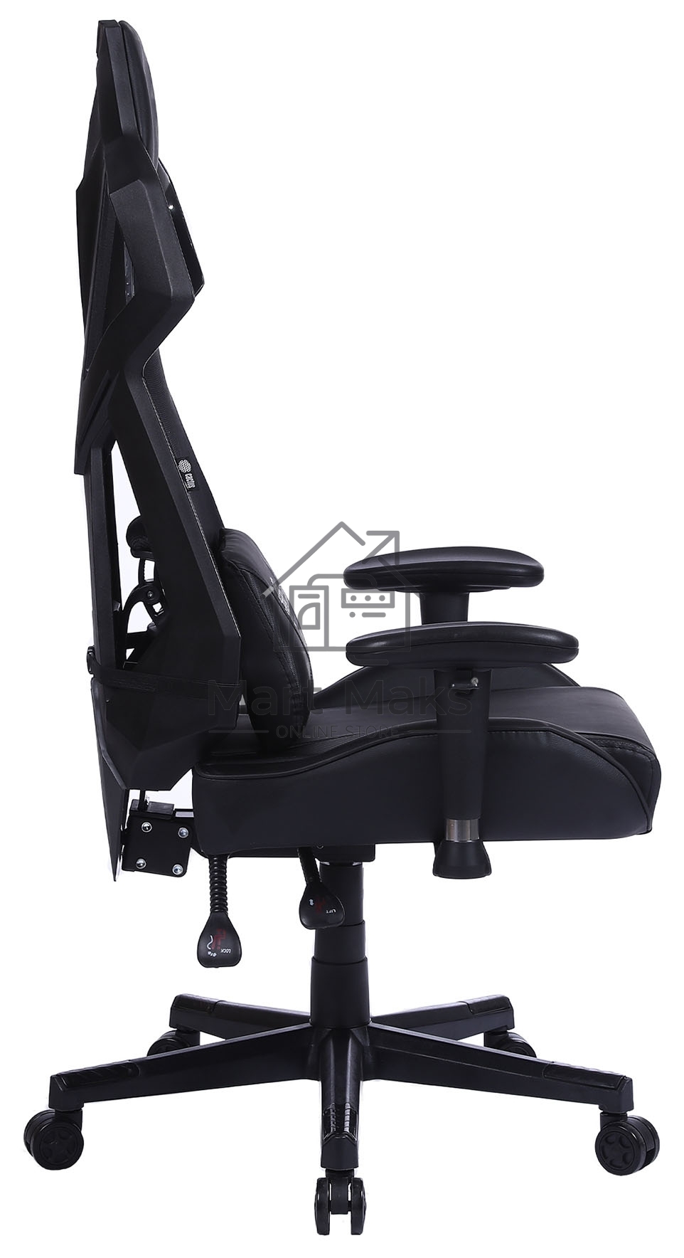 Кресло игровое Cactus CS-CHR-090BL черный, сиденье черный, эко.кожа, крестовина пластик, пластик черный