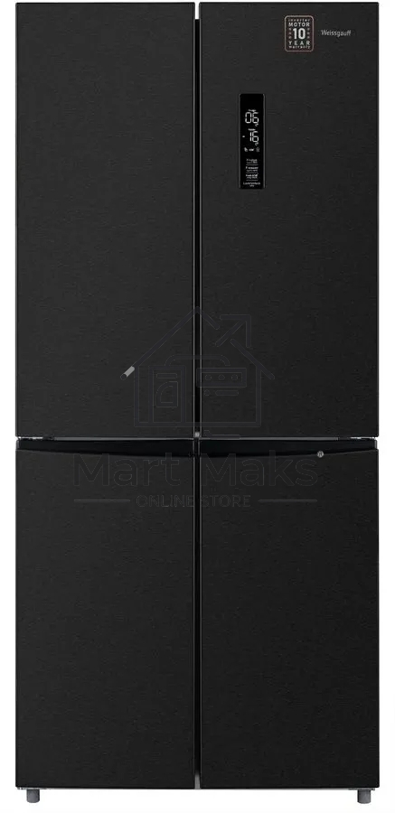 Холодильник Weissgauff WCD 450 XB NoFrost Inverter черный трехкамерный 287/163л морозилка снизу, No Frost, Side by Side
