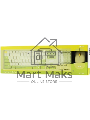 Комплект клавиатура + мышь Acer OCC205 беспроводной USB, 1200 dpi, зеленый/желтый