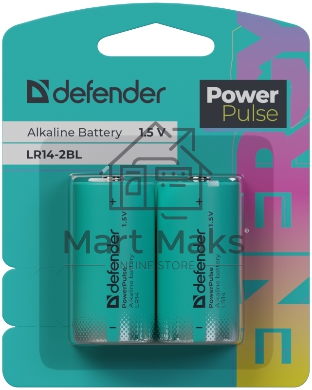 Батарейка алкалиновая Defender LR14-2BL С, блистер, 2 шт., PowerPulse