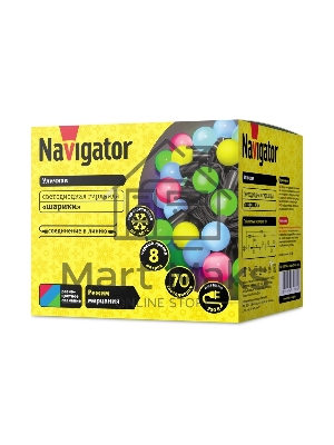 Гирлянда Navigator NGF-B02-70RGB-10-8m-230-BL-IP44