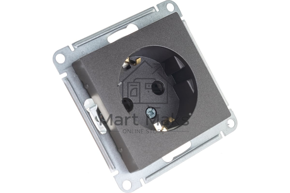 Механизм розетки 1-м СП AtlasDesign с заземл. защ. шторки 16А мокко SchE ATN000645