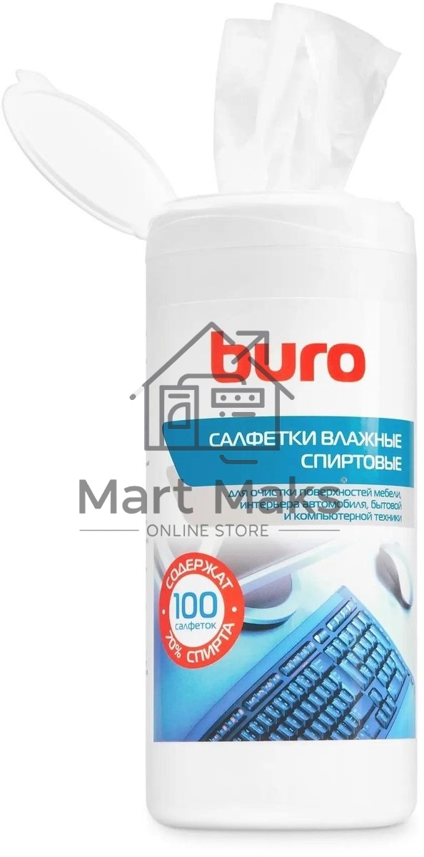 Влажные салфетки спиртовые Buro BU-AN32 антибактериальные, 100 листов