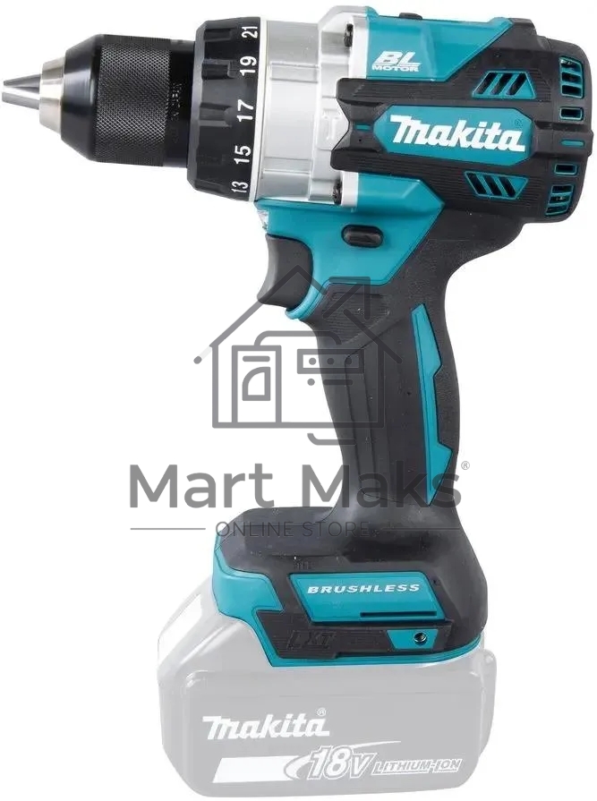 Дрель-шуруповерт аккумуляторная ударная бесщеточная Makita 18В, 13мм, 130Нм (без АКБ и ЗУ)
