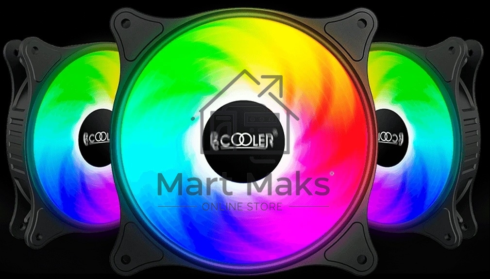 Кулер для корпуса Case Cooler PCCooler FX 120 ARGB BK 3 IN 1 (120x120x25mm, 4-pin PWM, ARGB, 52.79CFM, 33.2dBA, 2000RPM, Black, 3pcs)