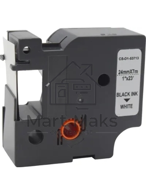 Картридж ленточный Cactus CS-D1-53713 24мм, черный шрифт, белый фон, 7м для DYMO Rhino Pro 6000, LM 500TS