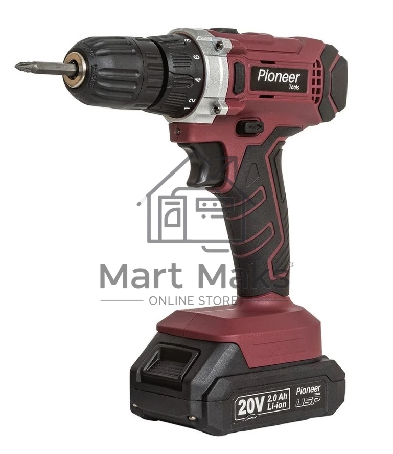 Дрель-шуруповерт Pioneer CD-M2012C USP, Аккумуляторная, 20В, 2 АКБ, Кейс